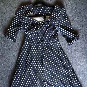 stretchy polka dotted swing skater dress